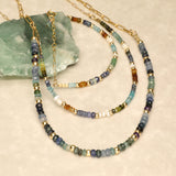 Blue Brown Ombre Chunky Half Stone Gold Filled Bracelet