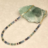 Ocean Blue Ombre Chunky Half Stone Gold Filled Necklace