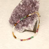 Rainbow Full Pearl and Stone Gold Filled Bracelet