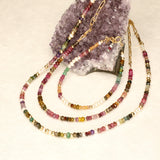 Red Ombre Half Stone Gold Filled Bracelet
