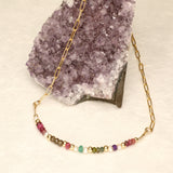 Jewel Tone Stone and Pearl Gold Filled