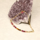 Red Ombre Half Stone Gold Filled Bracelet