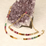 Red Ombre Half Stone Gold Filled Bracelet