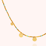 Five plate gold and turquoise Gold filled necklace