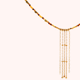 Yellow and Brown Fringed Gold Filled Necklace
