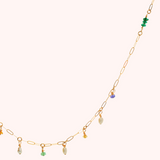 Pearl, Tanzanite and Peridot Hanging Stones Gold Filled Necklace