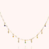 Pearl, Tanzanite and Peridot Hanging Stones Gold Filled Necklace