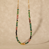 Semi precious half rainbow Gold filled necklace