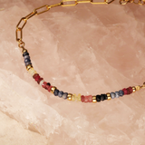Blue Red Semi Precious Integrated Stone Gold Filled Bracelet