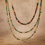 Half Stone Colored Sapphire Gold Filled Necklace
