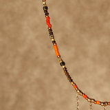 Bronze and Orange Fringed Beaded Gold Filled Necklace