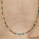 Turquoise and Miyuki Bead Gold Filled Necklace