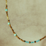Turquoise and Miyuki Bead Gold Filled Necklace