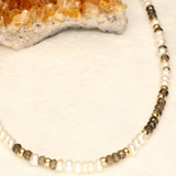 Pearl and Smokey Topaz Long Gold Filled Necklace