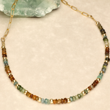 Green Brown Aqua Semi Precious Desert Mix Gold Filled Necklace