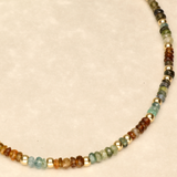 Green Brown Aqua Semi Precious Desert Mix Gold Filled Necklace