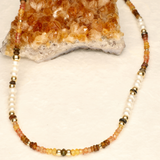 Sahara Pearl Sapphire and Topaz Stone Gold Filled Necklace