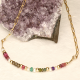 Jewel Tone Stone and Pearl Gold Filled