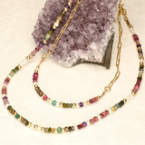 Jewel Tone Stone and Pearl Gold Filled