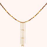 Yellow and Brown Fringed Gold Filled Necklace