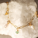Pearl, Tanzanite and Peridot Hanging Stones Gold Filled Necklace