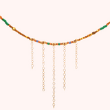 Five Fringe Mixed Beaded Gold Filled Necklace