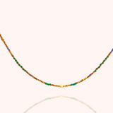 Green and gold beaded Gold filled necklace