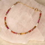 Coloured Sapphires and Pearl Rainbow Gold Filled Bracelet