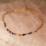 Blue Red Semi Precious Integrated Stone Gold Filled Bracelet