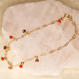 Red Ombre Semi Precious Stone Gold Filled Anklet