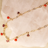 Red Ombre Semi Precious Stone Gold Filled Anklet