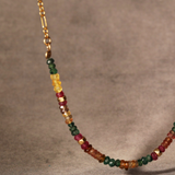 Half Stone Colored Sapphire Gold Filled Necklace