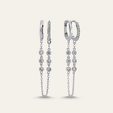 Three Stone Double Hoop Earring
