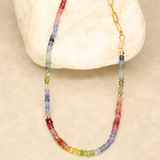 Rainbow Sapphire and Tourmaline Gold Filled Necklace