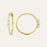 Triple Pearl Large Hoop Earring
