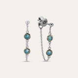 Two Stone Chain Stud Earring