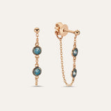 Two Stone Chain Stud Earring