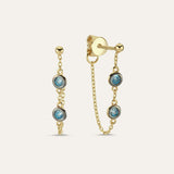 Two Stone Chain Stud Earring