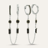 Diamond Double Drop Chain Hoop Earring