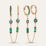 Double Drop Chain Hoop Earring