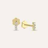Three Stone Short Bar Stud (Screw back)