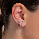 Pave Drop Chain Spike Hoop