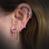 Horizontal Baguette Drop Chain Stud