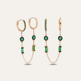 Double Drop Chain Hoop Earring