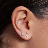 Three Stone Opal Pyramid Piercing Stud