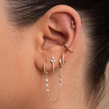 Three Stone Double Hoop Earring