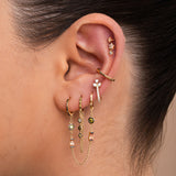 Triple Stone Chain Hoop