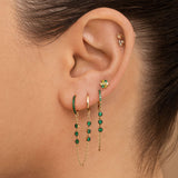 Three Stone Double Hoop Earring