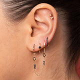 Diamond Double Drop Chain Hoop Earring