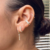 Plain Drop Stone Spike Hoop